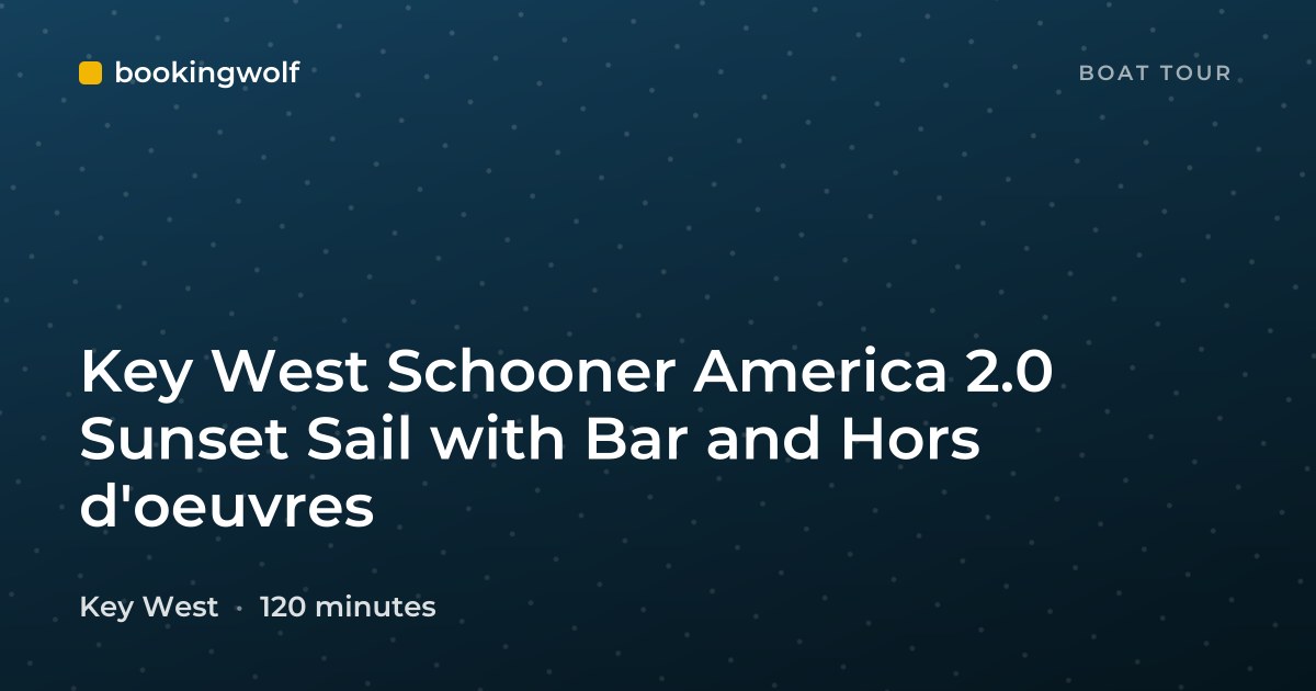 Key West Schooner America 2.0 Sunset Sail with Bar and Hors d'oeuvres