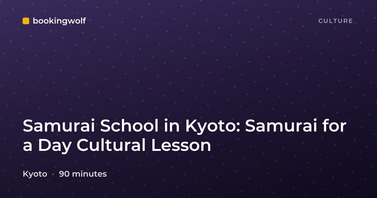Samurai School in Kyoto: Samurai for a Day Cultural Lesson