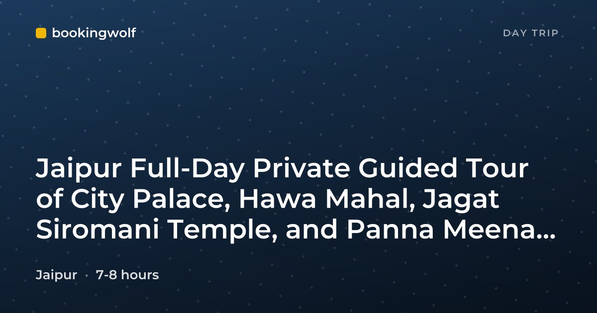 Jaipur Full-Day Private Guided Tour of City Palace, Hawa Mahal, Jagat Siromani Temple, and Panna Meena Stepwell