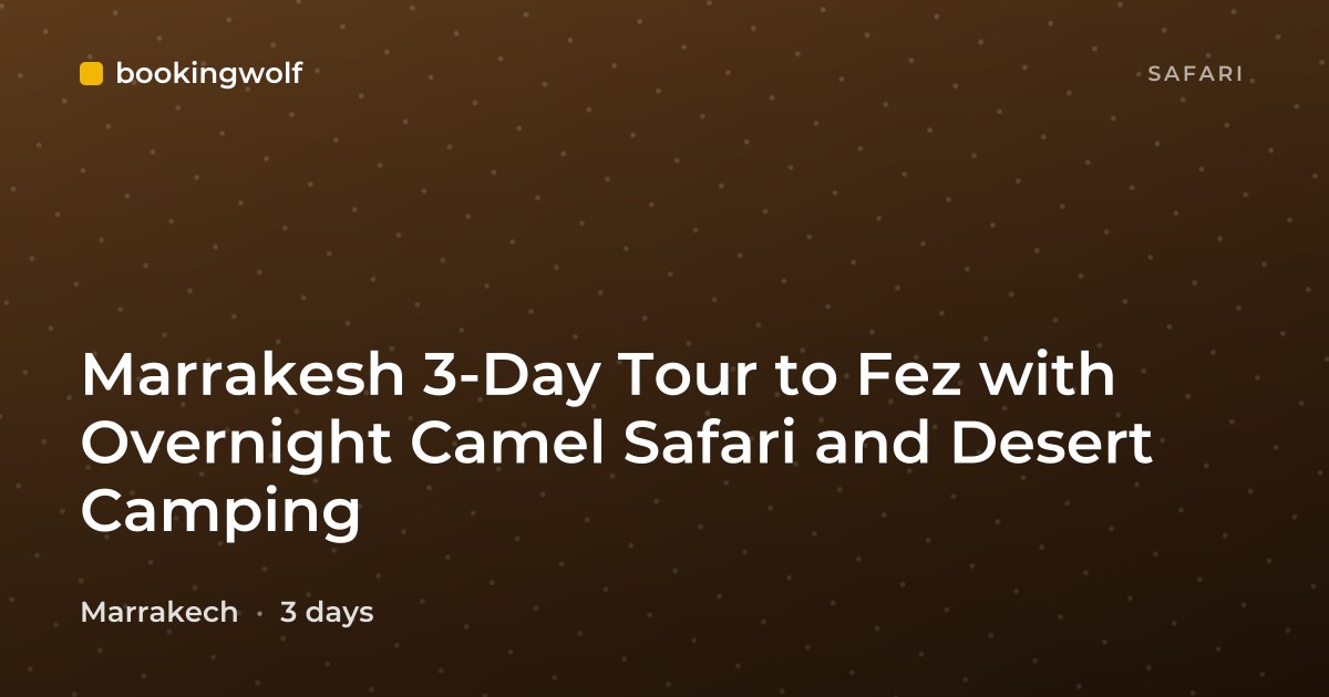 Marrakesh 3-Day Tour to Fez with Overnight Camel Safari and Desert Camping