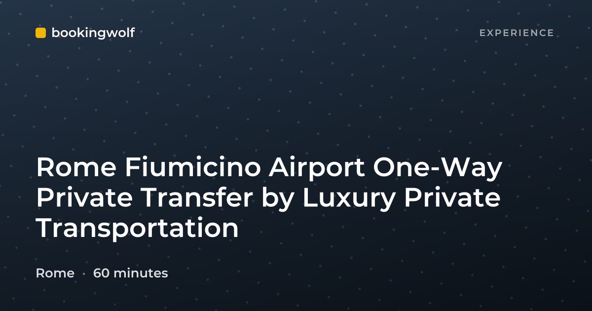 Rome Fiumicino Airport One-Way Private Transfer by Luxury Private Transportation