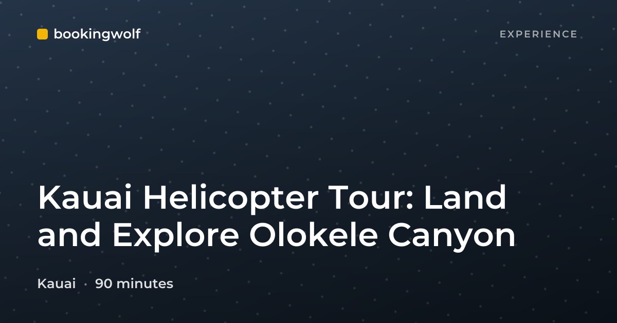 Kauai Helicopter Tour: Land and Explore Olokele Canyon