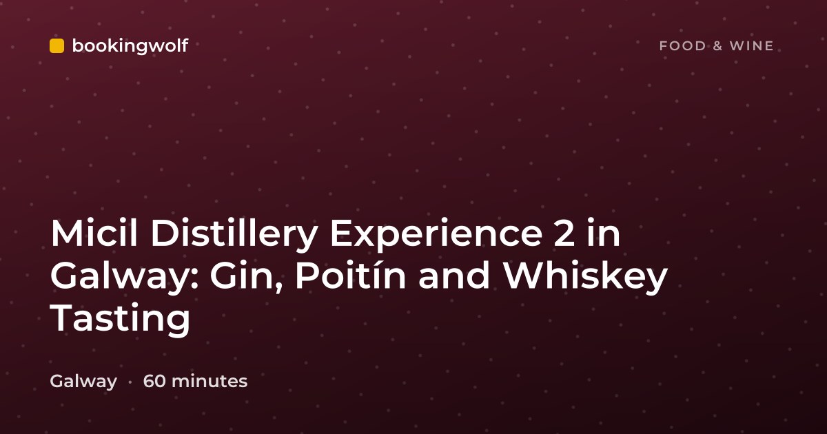 Micil Distillery Experience 2 in Galway: Gin, Poitín and Whiskey Tasting