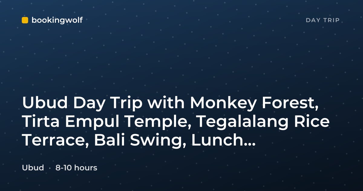 Ubud Day Trip with Monkey Forest, Tirta Empul Temple, Tegalalang Rice Terrace, Bali Swing, Lunch, Tegenungan Waterfall
