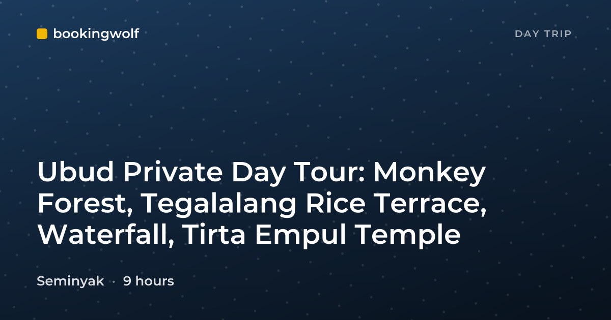 Ubud Private Day Tour: Monkey Forest, Tegalalang Rice Terrace, Waterfall, Tirta Empul Temple