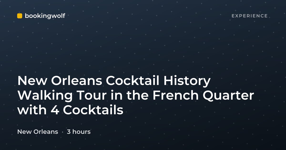 New Orleans Cocktail History Walking Tour in the French Quarter with 4 Cocktails