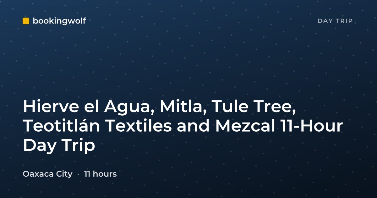 Hierve el Agua, Mitla, Tule Tree, Teotitlán Textiles and Mezcal 11-Hour Day Trip