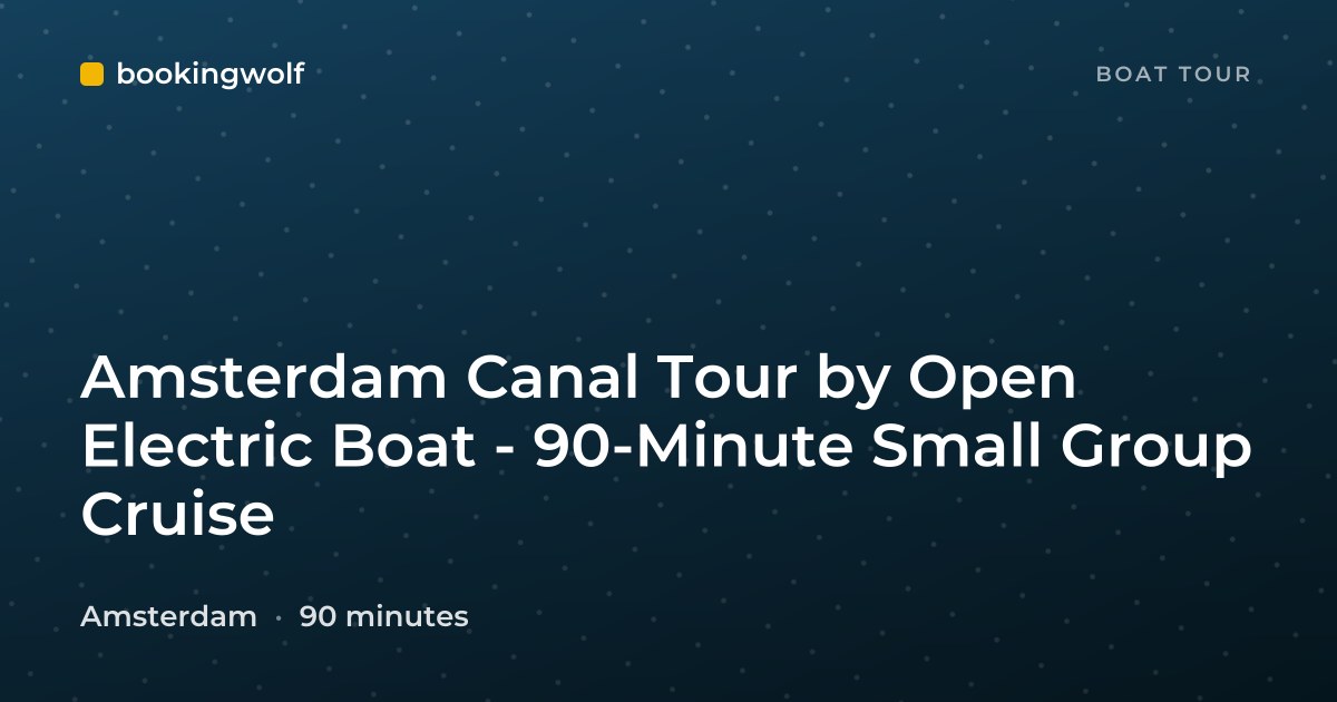 Amsterdam Canal Tour by Open Electric Boat - 90-Minute Small Group Cruise