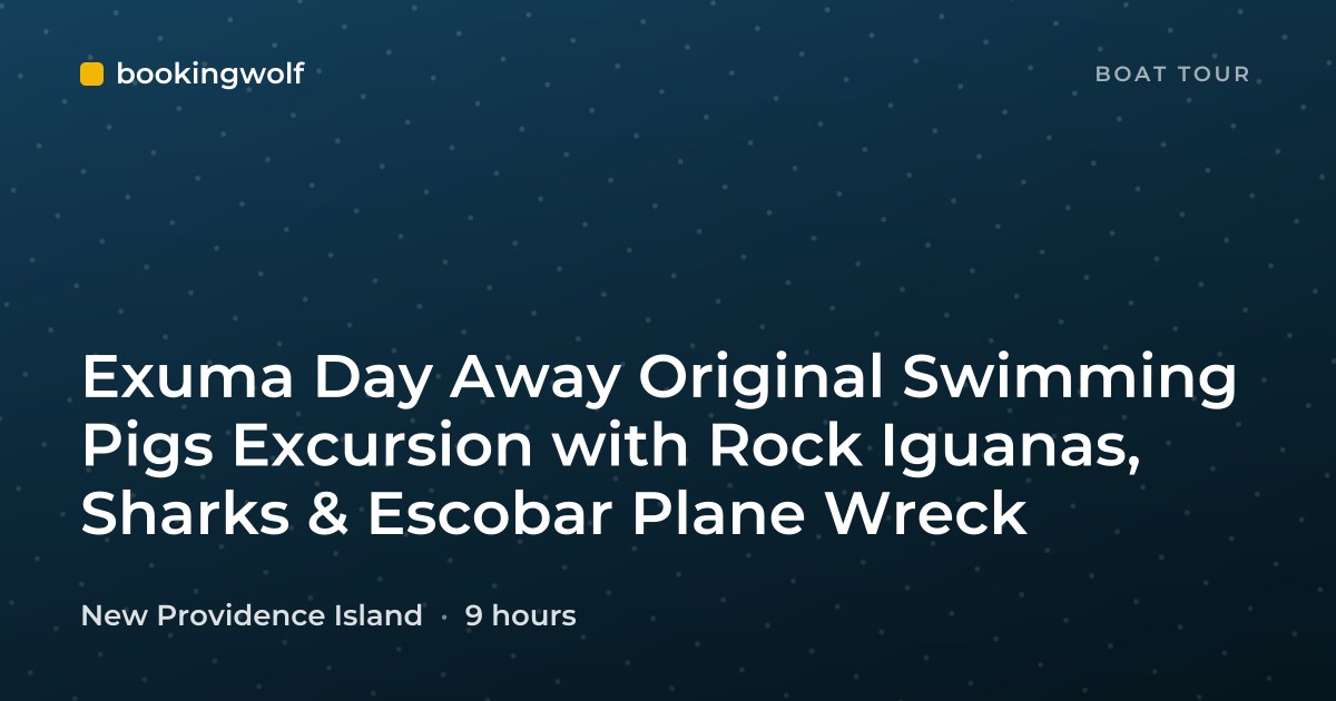Exuma Day Away Original Swimming Pigs Excursion with Rock Iguanas, Sharks & Escobar Plane Wreck