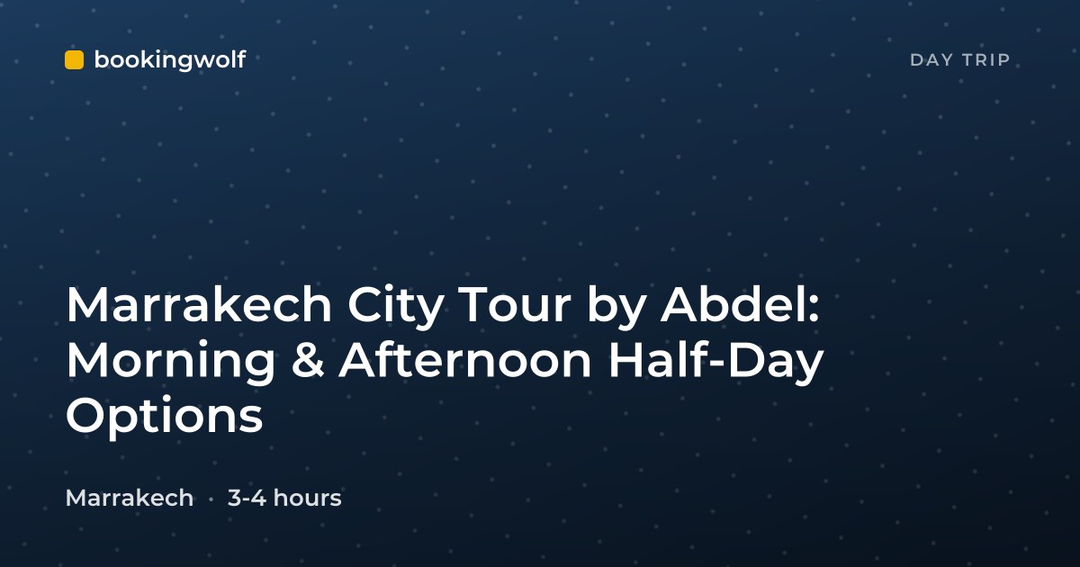 Marrakech City Tour by Abdel: Morning & Afternoon Half-Day Options