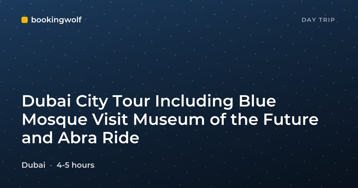 Dubai City Tour Including Blue Mosque Visit Museum of the Future and Abra Ride