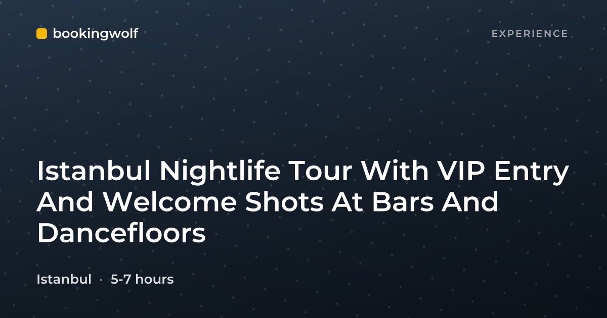 Istanbul Nightlife Tour With VIP Entry And Welcome Shots At Bars And Dancefloors