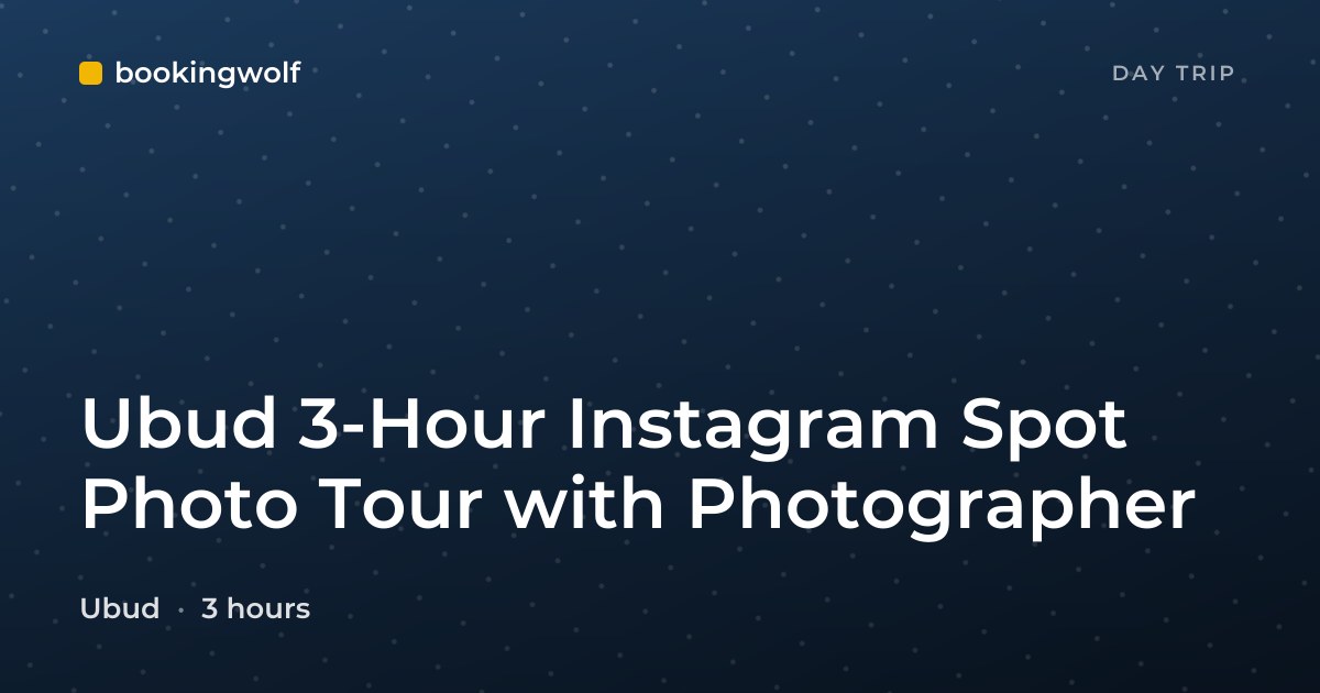 Ubud 3-Hour Instagram Spot Photo Tour with Photographer