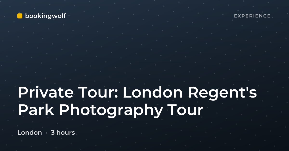 Private Tour: London Regent's Park Photography Tour