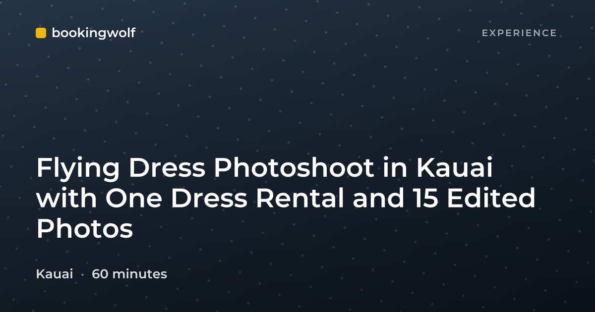 Flying Dress Photoshoot in Kauai with One Dress Rental and 15 Edited Photos