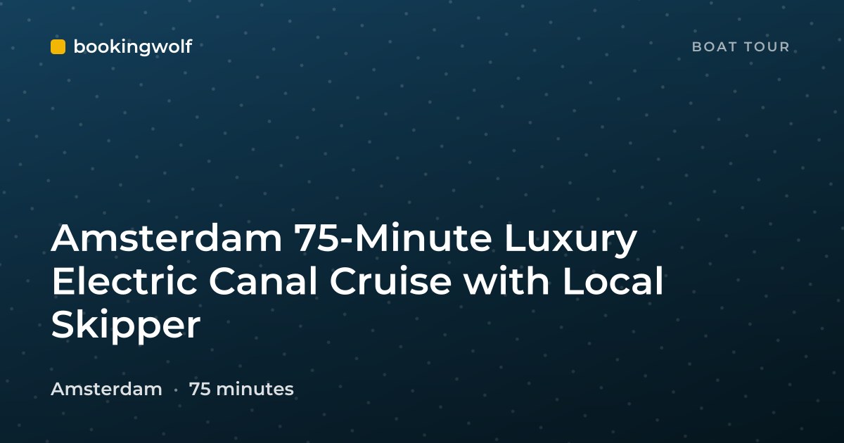 Amsterdam 75-Minute Luxury Electric Canal Cruise with Local Skipper