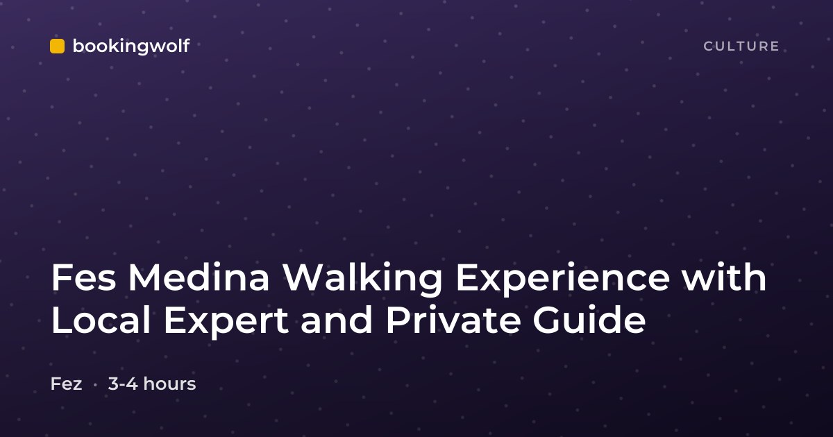 Fes Medina Walking Experience with Local Expert and Private Guide