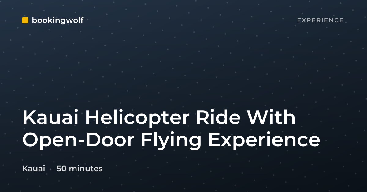 Kauai Helicopter Ride With Open-Door Flying Experience