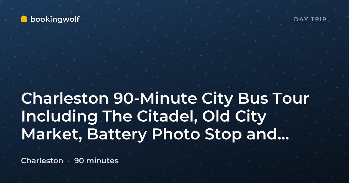 Charleston 90-Minute City Bus Tour Including The Citadel, Old City Market, Battery Photo Stop and Powder Museum