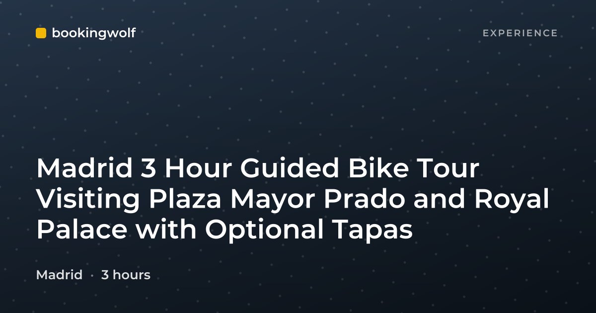 Madrid 3 Hour Guided Bike Tour Visiting Plaza Mayor Prado and Royal Palace with Optional Tapas