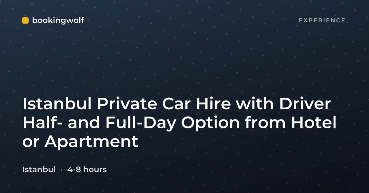 Istanbul Private Car Hire with Driver Half- and Full-Day Option from Hotel or Apartment