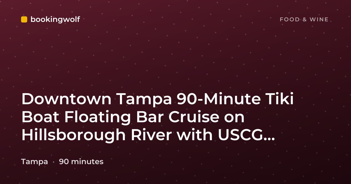 Downtown Tampa 90-Minute Tiki Boat Floating Bar Cruise on Hillsborough River with USCG Captain