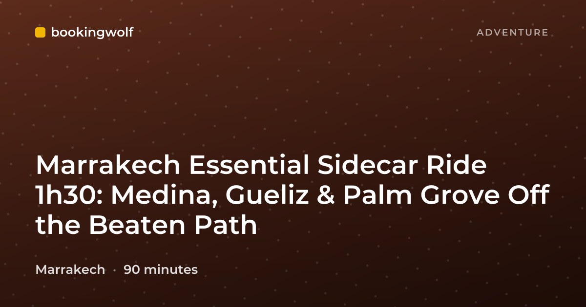 Marrakech Essential Sidecar Ride 1h30: Medina, Gueliz & Palm Grove Off the Beaten Path