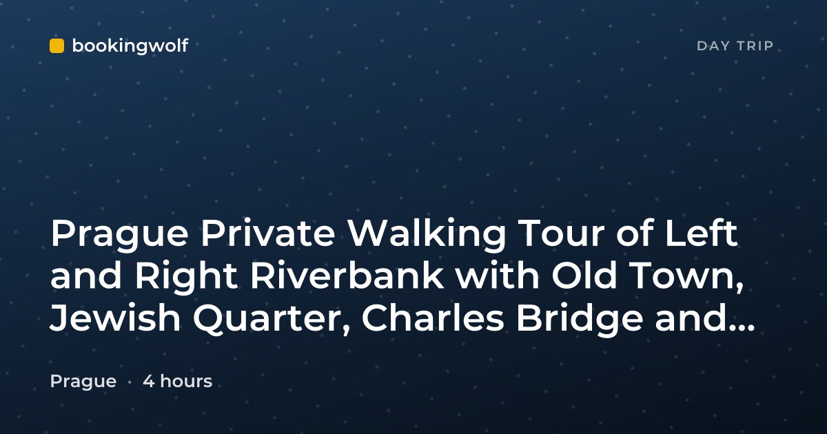Prague Private Walking Tour of Left and Right Riverbank with Old Town, Jewish Quarter, Charles Bridge and Prague Castle