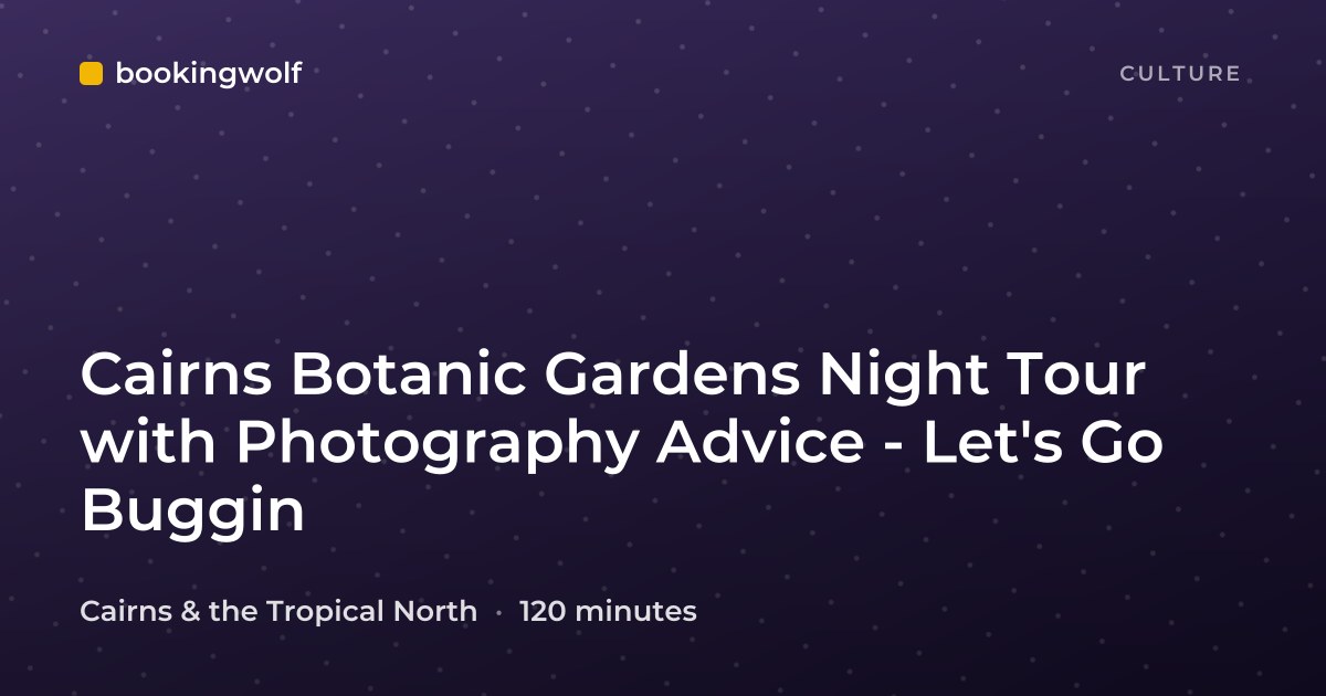 Cairns Botanic Gardens Night Tour with Photography Advice - Let's Go Buggin