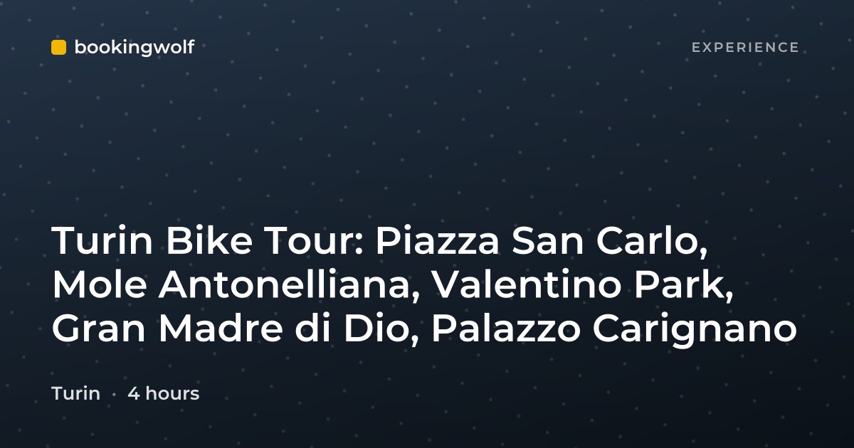Turin Bike Tour: Piazza San Carlo, Mole Antonelliana, Valentino Park, Gran Madre di Dio, Palazzo Carignano