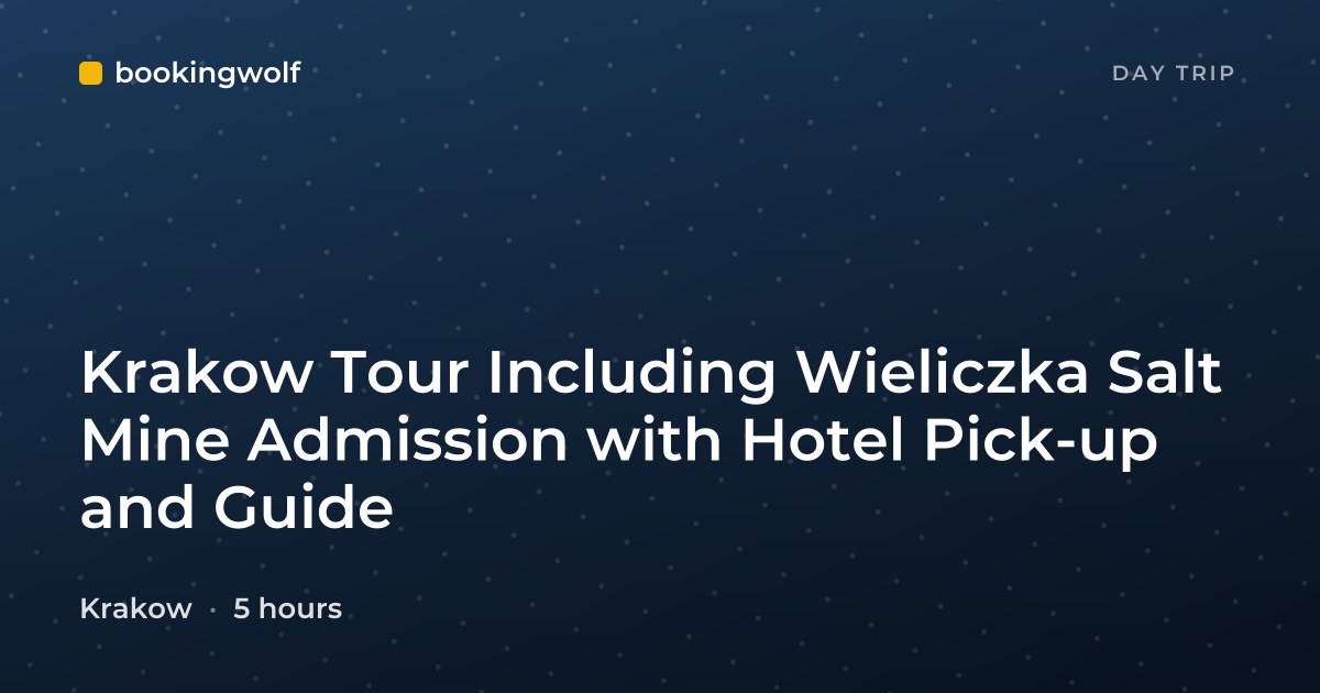 Krakow Tour Including Wieliczka Salt Mine Admission with Hotel Pick-up and Guide