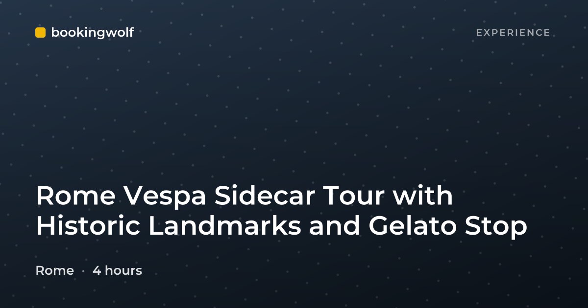 Rome Vespa Sidecar Tour with Historic Landmarks and Gelato Stop