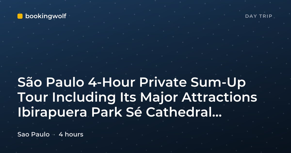 São Paulo 4-Hour Private Sum-Up Tour Including Its Major Attractions Ibirapuera Park Sé Cathedral Batman Alley