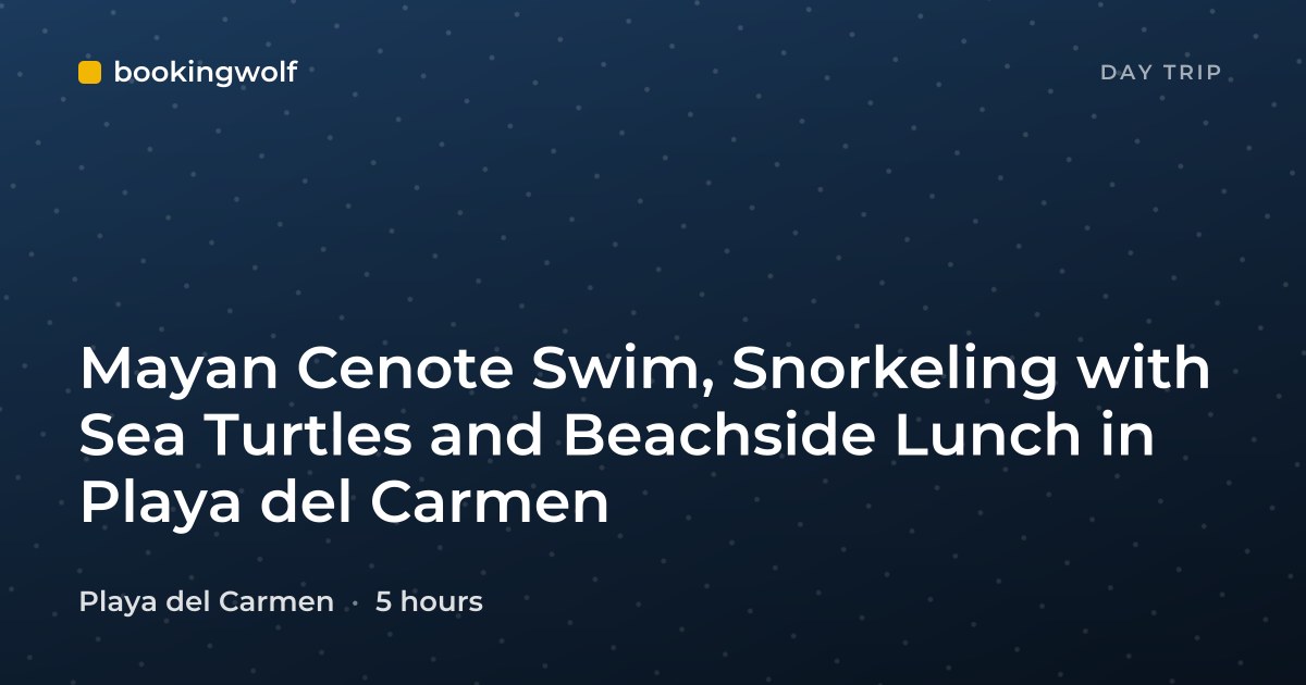 Mayan Cenote Swim, Snorkeling with Sea Turtles and Beachside Lunch in Playa del Carmen