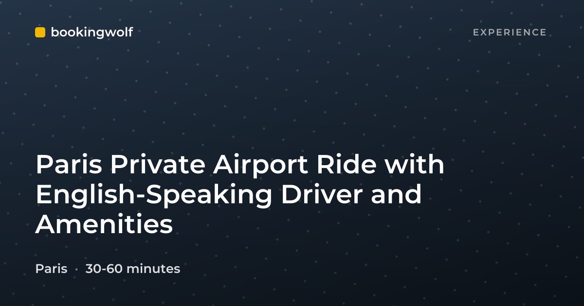Paris Private Airport Ride with English-Speaking Driver and Amenities
