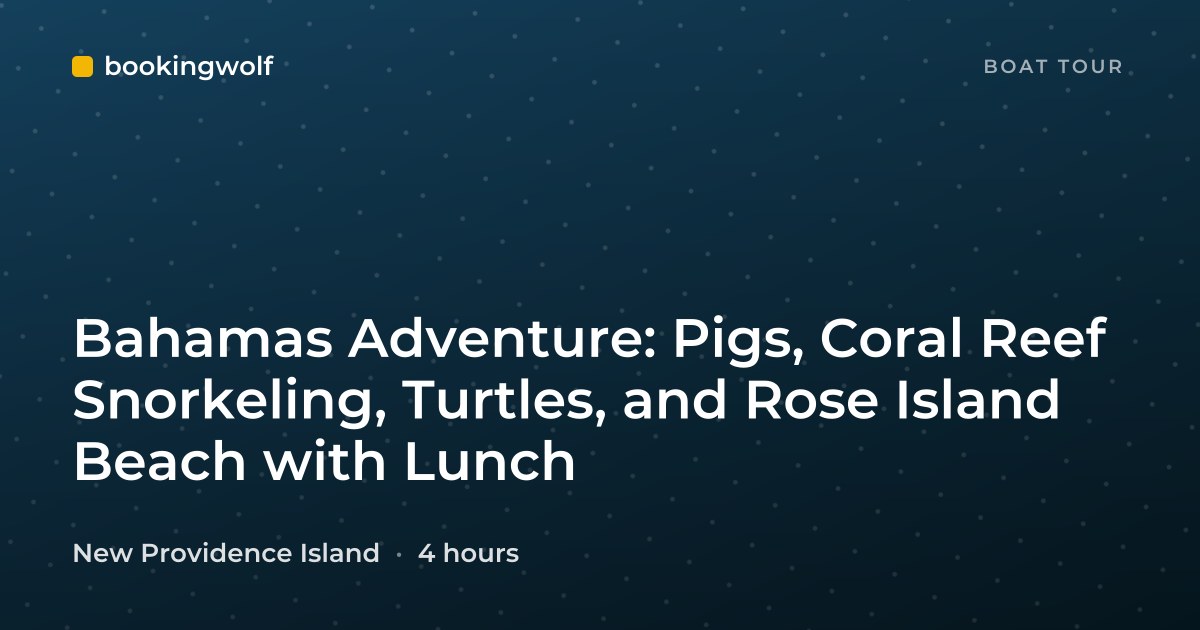 Bahamas Adventure: Pigs, Coral Reef Snorkeling, Turtles, and Rose Island Beach with Lunch