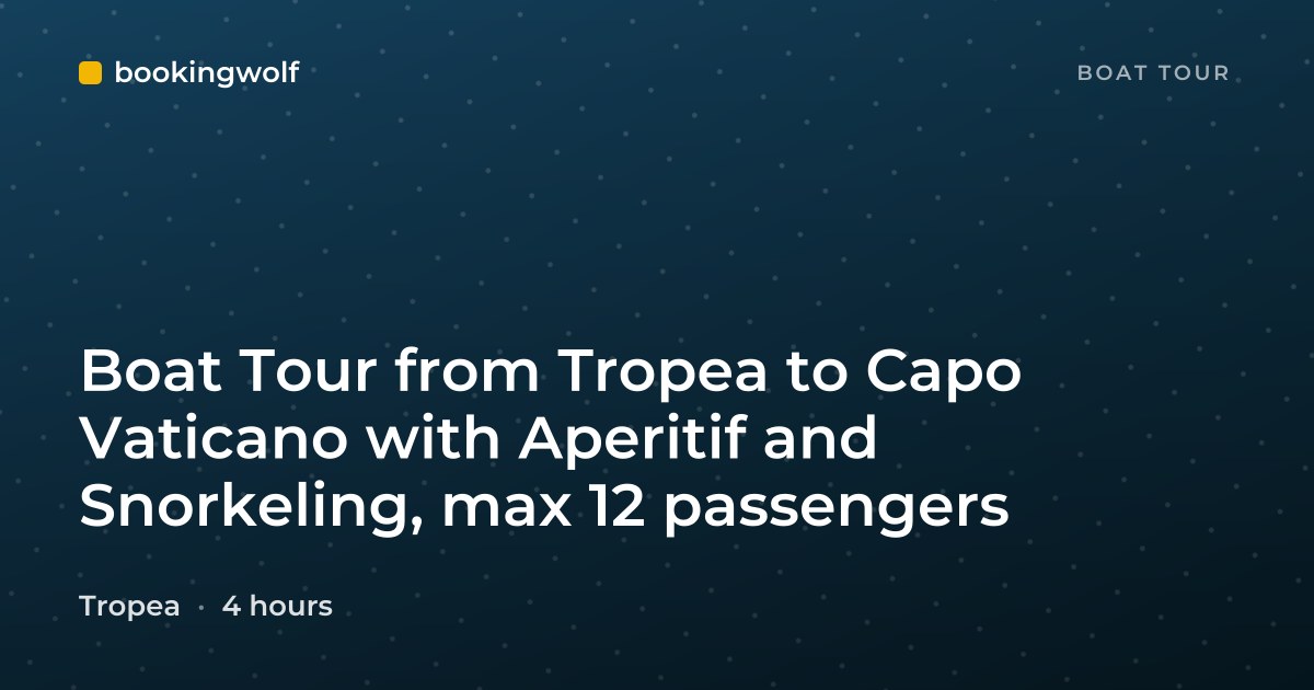 Boat Tour from Tropea to Capo Vaticano with Aperitif and Snorkeling, max 12 passengers