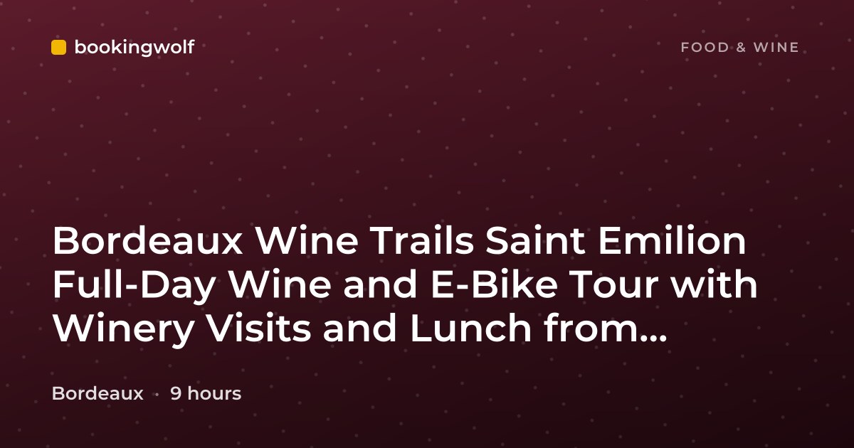 Bordeaux Wine Trails Saint Emilion Full-Day Wine and E-Bike Tour with Winery Visits and Lunch from Bordeaux