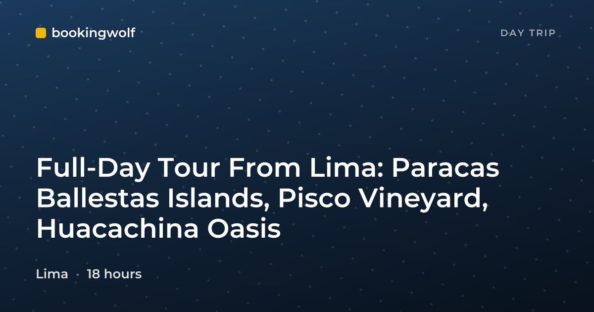 Full-Day Tour From Lima: Paracas Ballestas Islands, Pisco Vineyard, Huacachina Oasis