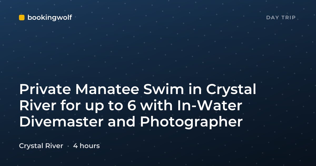 Private Manatee Swim in Crystal River for up to 6 with In-Water Divemaster and Photographer