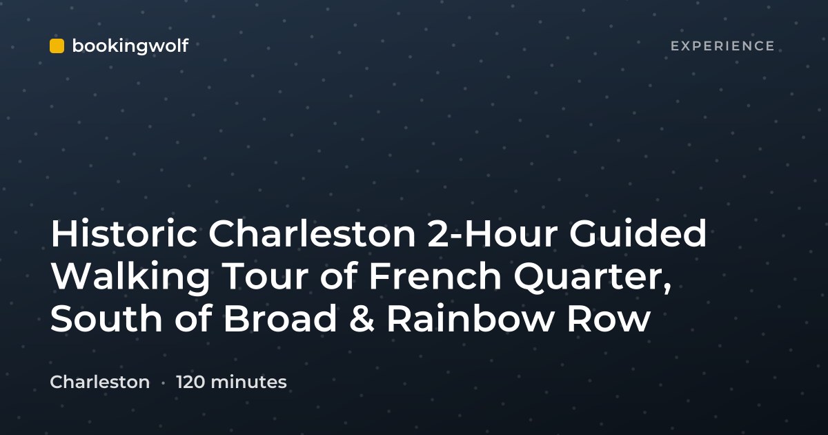 Historic Charleston 2-Hour Guided Walking Tour of French Quarter, South of Broad & Rainbow Row