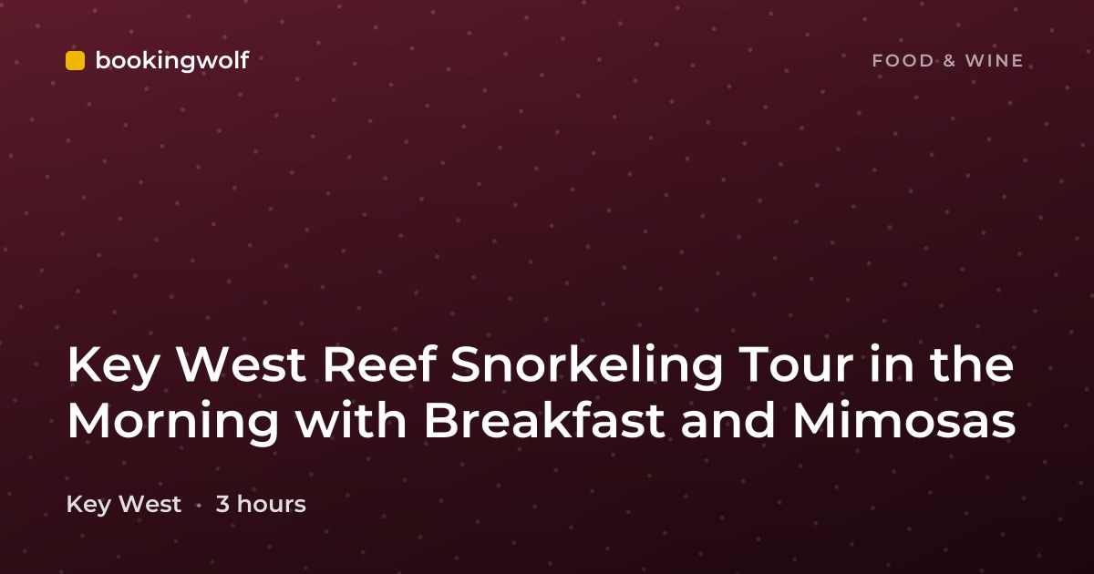 Key West Reef Snorkeling Tour in the Morning with Breakfast and Mimosas