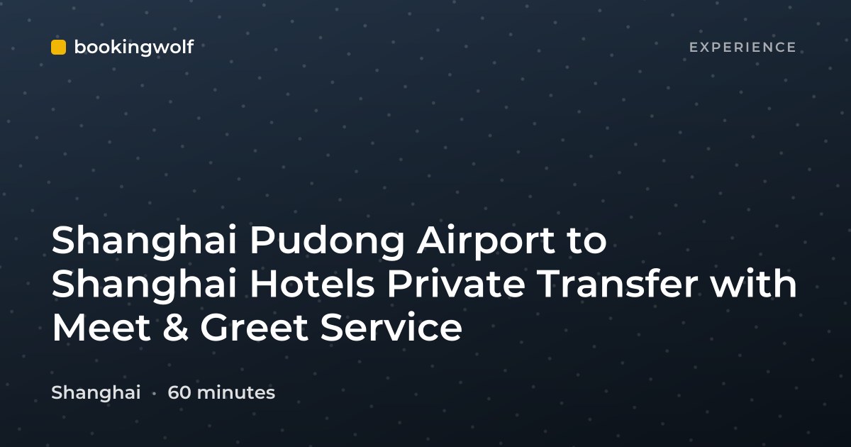 Shanghai Pudong Airport to Shanghai Hotels Private Transfer with Meet & Greet Service