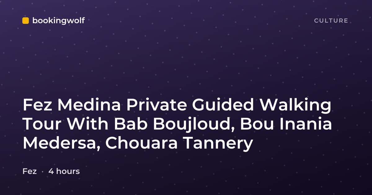 Fez Medina Private Guided Walking Tour With Bab Boujloud, Bou Inania Medersa, Chouara Tannery