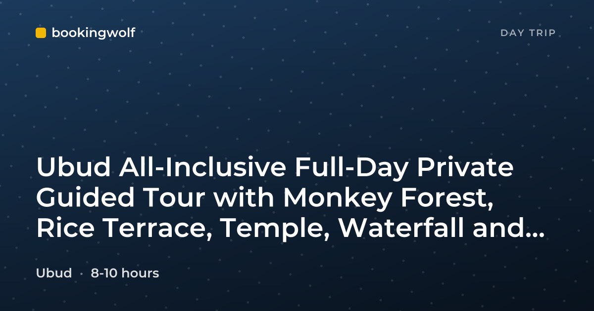 Ubud All-Inclusive Full-Day Private Guided Tour with Monkey Forest, Rice Terrace, Temple, Waterfall and Jungle Swing