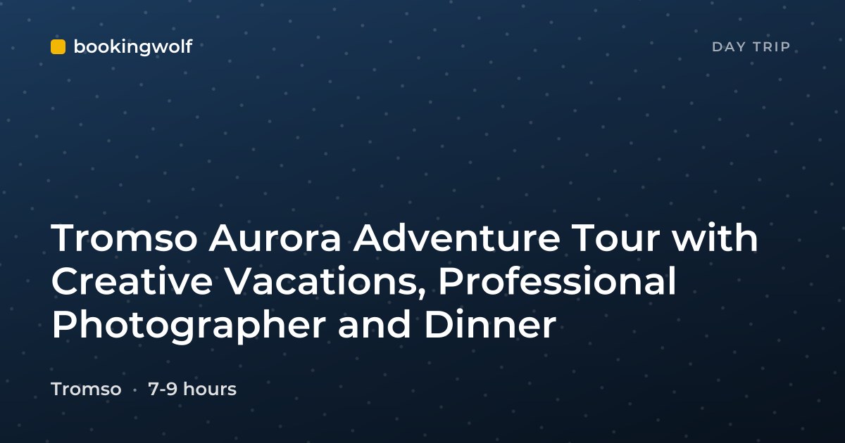 Tromso Aurora Adventure Tour with Creative Vacations, Professional Photographer and Dinner