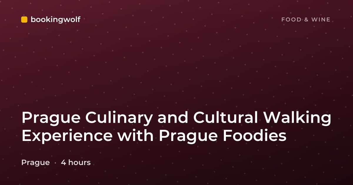 Prague Culinary and Cultural Walking Experience with Prague Foodies