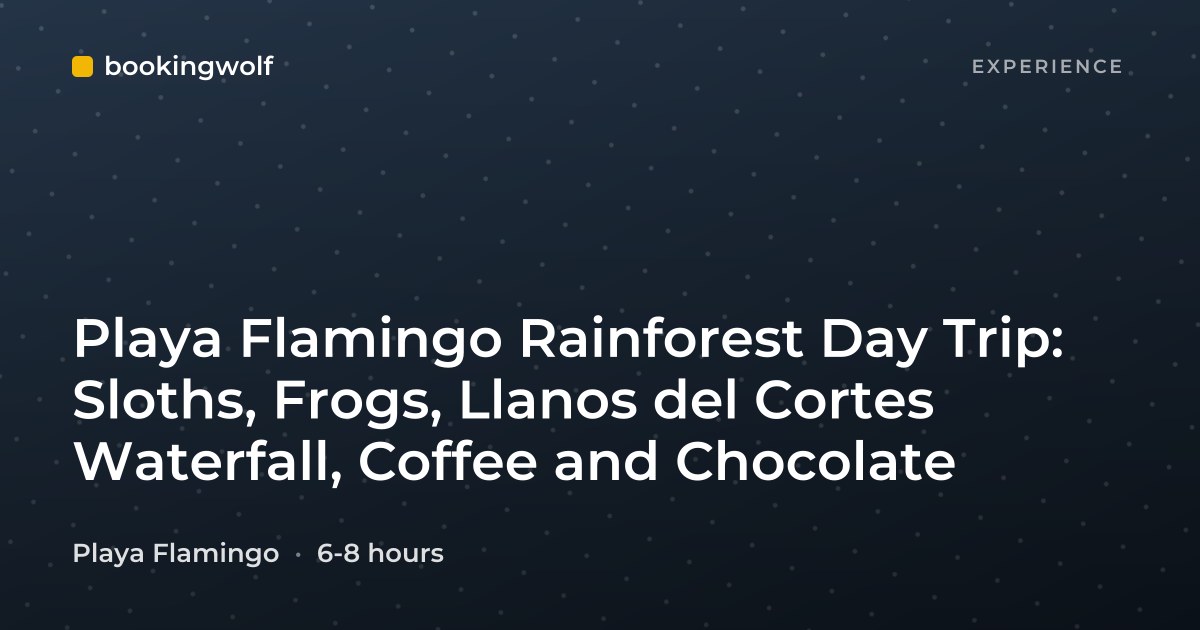 Playa Flamingo Rainforest Day Trip: Sloths, Frogs, Llanos del Cortes Waterfall, Coffee and Chocolate