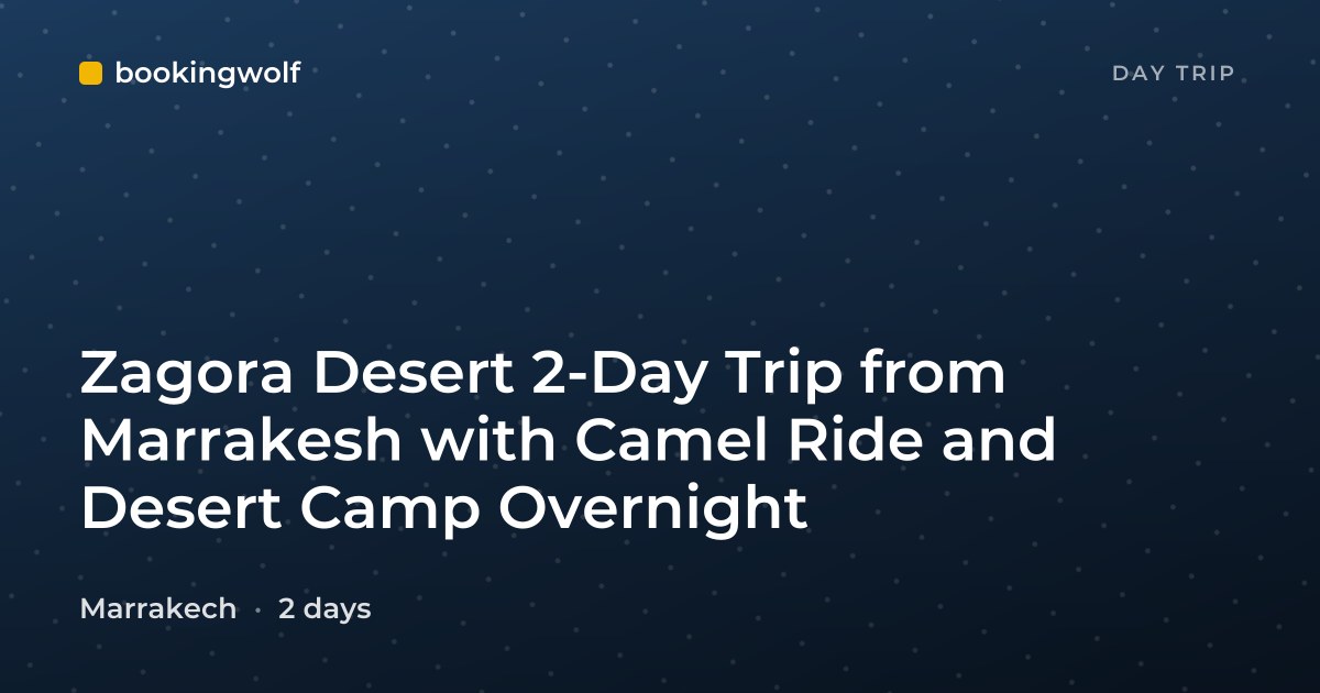 Zagora Desert 2-Day Trip from Marrakesh with Camel Ride and Desert Camp Overnight