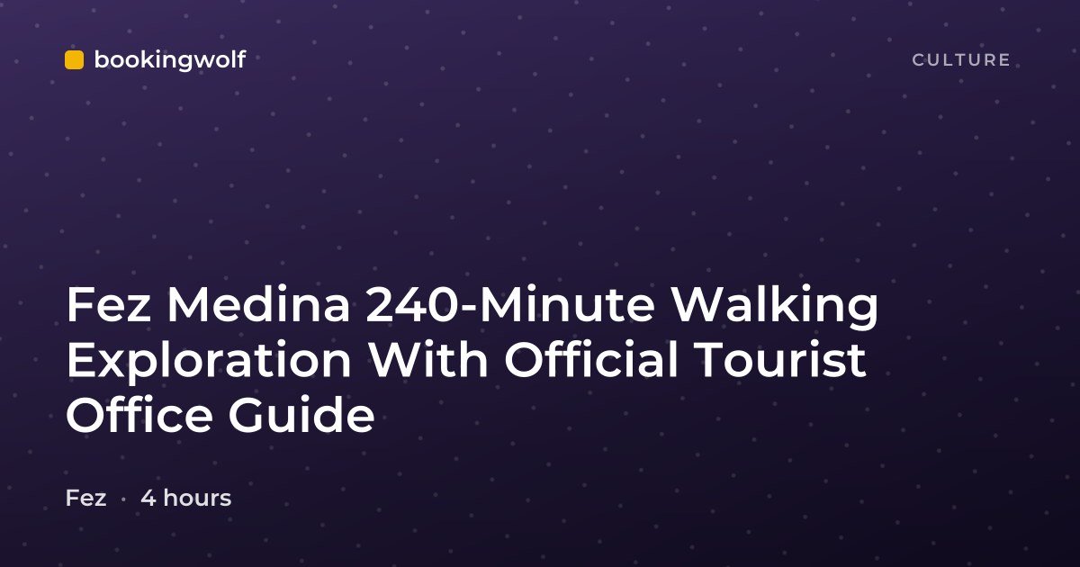 Fez Medina 240-Minute Walking Exploration With Official Tourist Office Guide